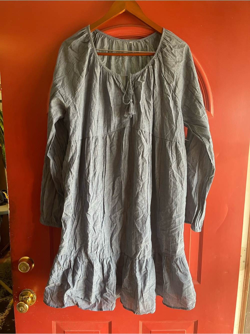 Light Blue Gauze Peasant Dress